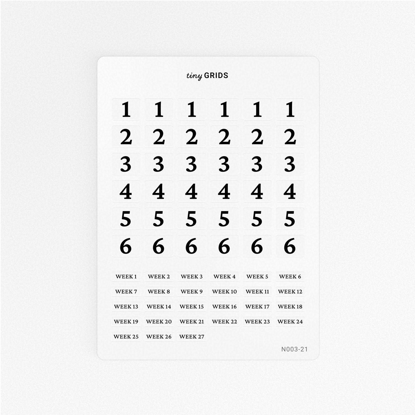 Month and Week Number Kit