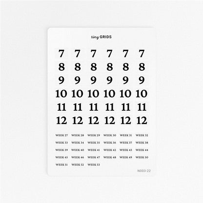 Month and Week Number Kit