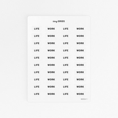 Life and Work Labels